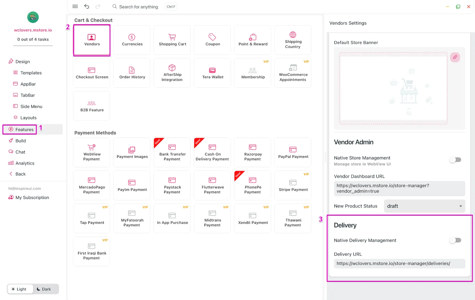 Delivery Page Options